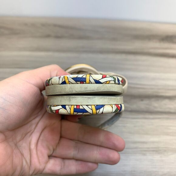 Tory Burch Miller Enamel Thong Sandals Women's Size 8 Multi Color Basketweave - Picture 4 of 10